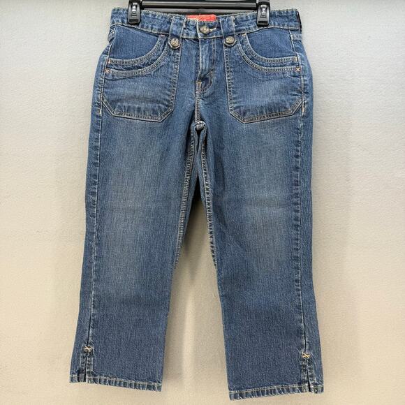 Levi Strauss Signature Jeans Women's 8 Blue Carpi Patch Pockets Y2K Preppy EUC - Picture 1 of 11